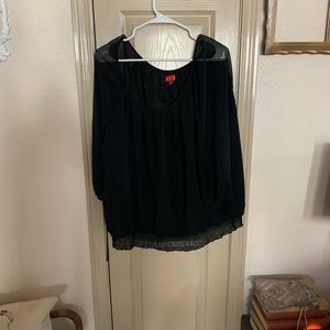 Elle black studded smocked blouse 1x